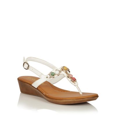 Lotus White jewels 'Mirth' toe post sandals